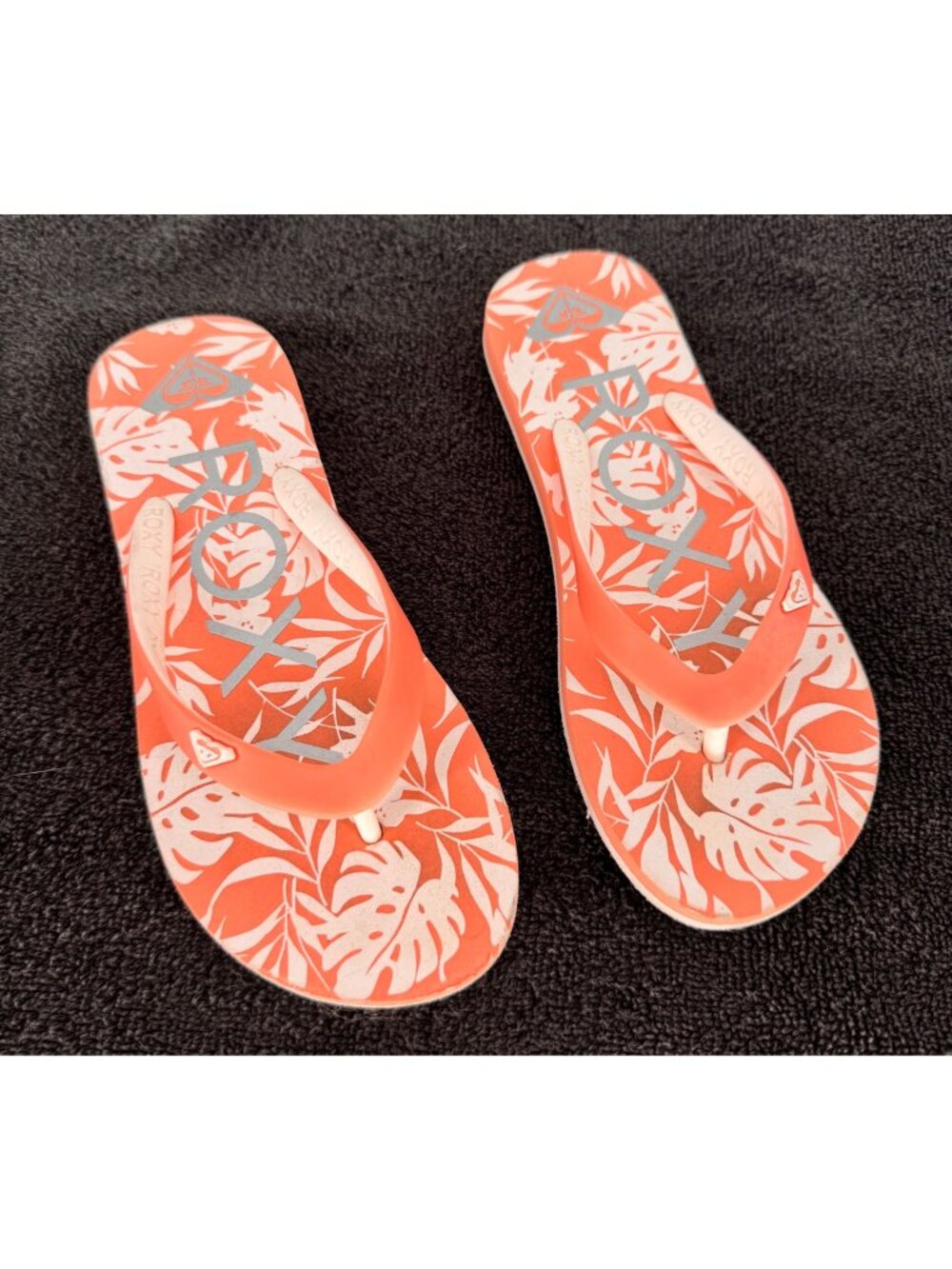 Roxy Girls Tahiti VII Flip-Flops Coral Tropical Print EVA Summer Beach Sandals